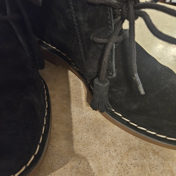 HUSH PUPPIES Women's Cyra Catelyn Ankle Boot sz 6 navy blue suede leather Fall - Picture 10 of 11